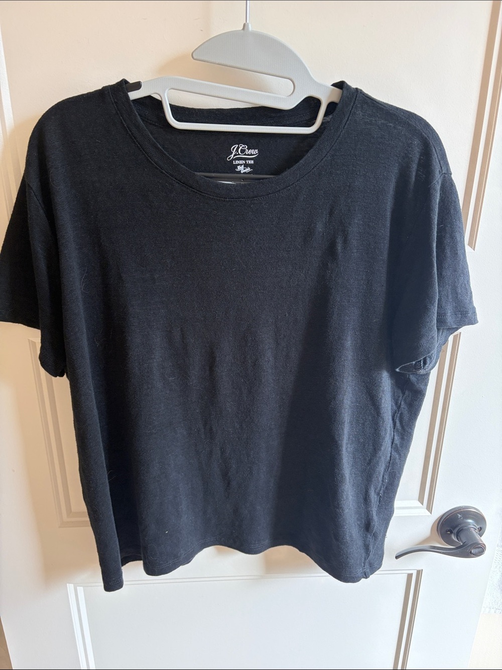 J. Crew Short Sleeve Linen Tee in Black